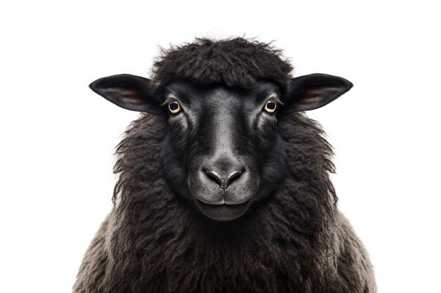 Mysterious Majestic Presence Black Sheep Against White Canvas White or PNG Transparent Background