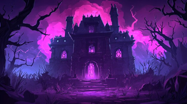 Mysterious Mansion in a Purple Twilight