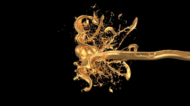 Mysterious, mystical, luxury splash of gold. 3d rendering.