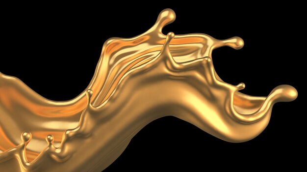 Mysterious, mystical, luxury splash of gold. 3d rendering.