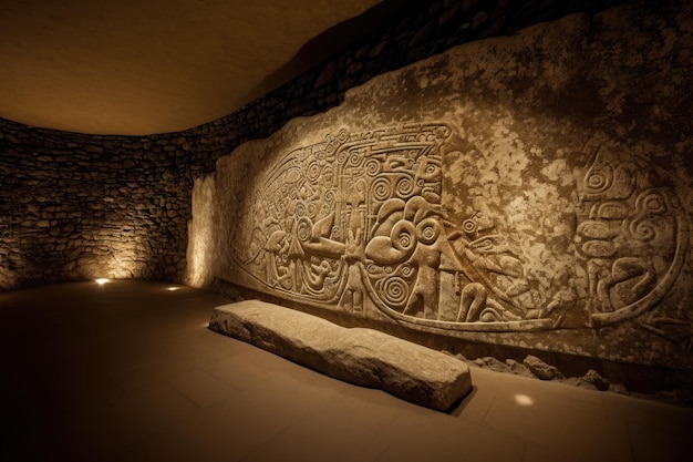 Mysterious Neolithic burial mound in Newgrange Ireland generative IA