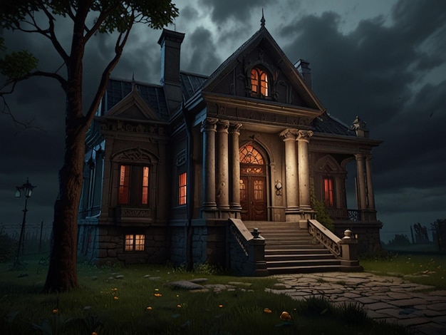 Mysterious old House Spooky haunted Ai Generated