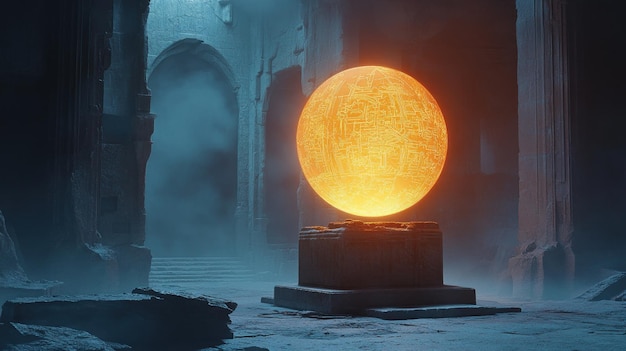 Mysterious Orb in Ancient Ruins