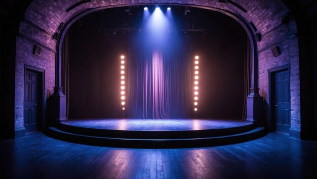 Photo mysterious stage with dramatic lighting creates captivating atmosphere for performances