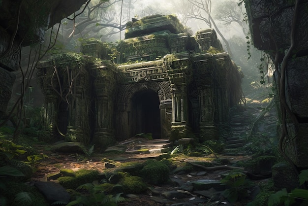 A mysterious temple in the jungle