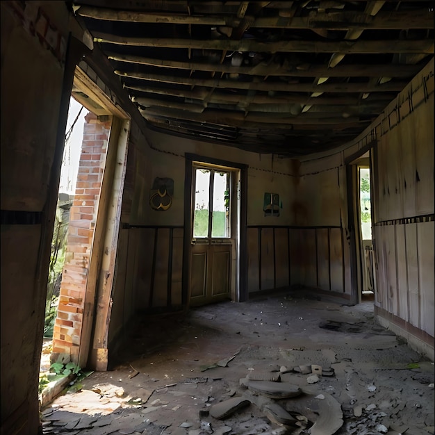 Photo mystery abandoned village genarated by ai