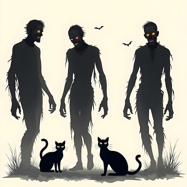 Mystery Silhouettes Enigmatic Figures and Cats in Shadow