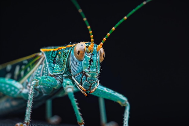 Mystic portrait of Blue Shieldbacked Katydid