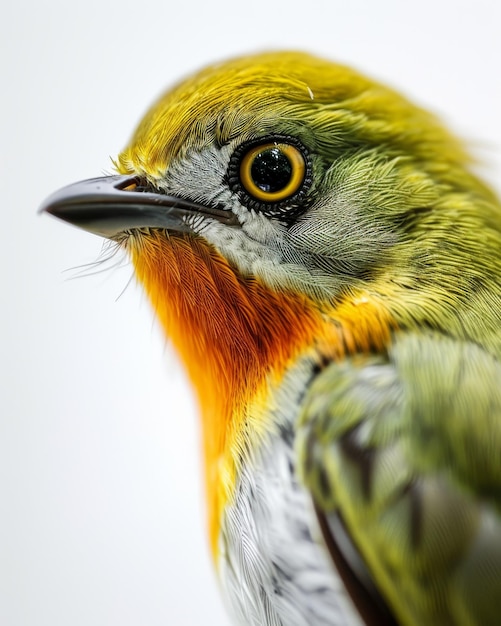 Mystic portrait of Bridled Whiteeye copy space on right side Headshot Closeup View