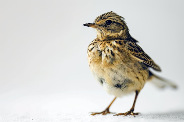 Mystic portrait of Buffbellied Pipit standing in studio Isolated on white background