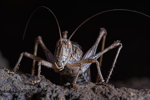 Mystic portrait of Desert Cricket beside view full body shot Closeup View