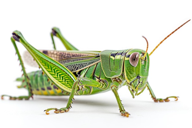 Mystic portrait of Green Grasshopper beside view