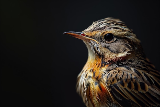 Mystic portrait ofAfrican Pipit standing in studio