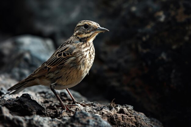 Mystic portrait ofAfrican Pipit standing in studio