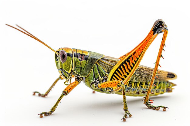 Mystic portrait ofOrange Lubber Grasshopper isolated on white background