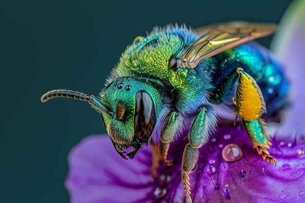 Mystic portrait of Orchid Bee on flower essence