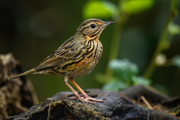 Mystic portrait of Paddyfield Pipit standing in studio