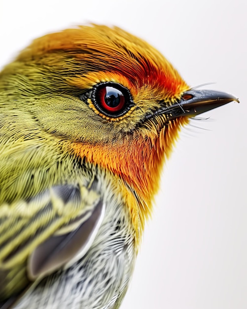 Mystic portrait of Silvereye Zosterops lateralis Isolated on white backgroud