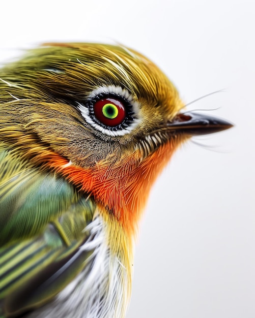 Mystic portrait of Silvereye Zosterops lateralis Isolated on white backgroud