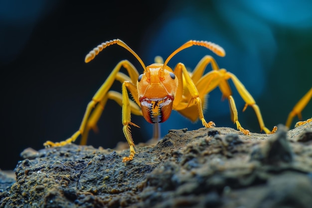 Mystic portrait of Yellow Ant on root in studio