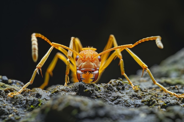 Mystic portrait of Yellow Ant on root in studio