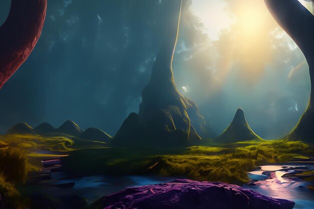 Photo mystic realms enchanting 3d fantasy landscapes in highresolution