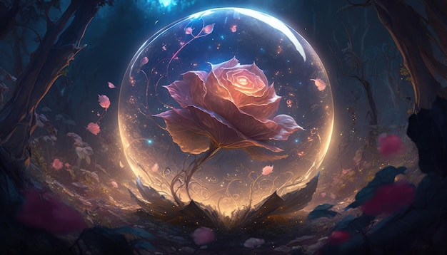 Mystic Rose Illumination Generative AI