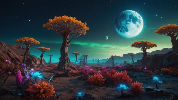 Photo mystical alien landscape