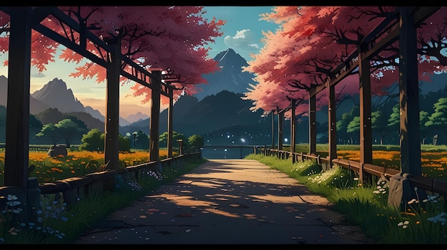 Mystical Anime Background Night Scene