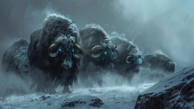 Photo mystical beasts in a snowy wilderness