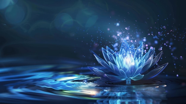 Mystical Blue Lotus Bloom on Dark Water