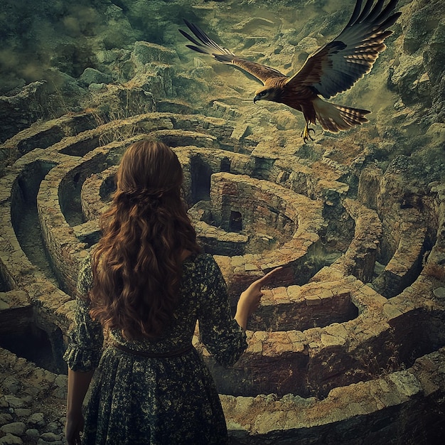 Photo mystical escape a womans path through the magical labyrinth