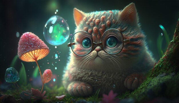 Mystical fairyland forest landscape animal concept in magical fairytale fantasy world ai generative