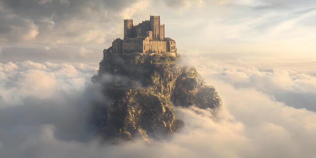 Mystical fantasy castle in the clouds