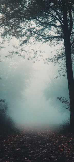 Photo mystical foggy forest pathway enchanted nature scene