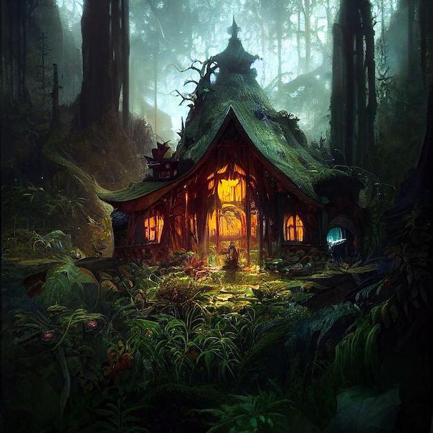 mystical_forest_house_surrounded_by_exotic_plants_styl