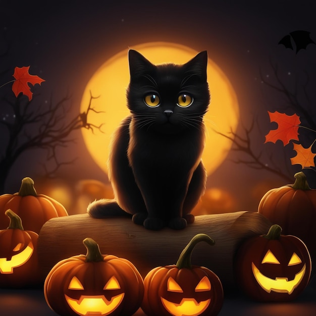 Mystical Halloween Black Cat