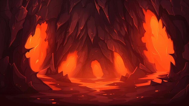 Photo mystical lava cave fiery underworld illustration