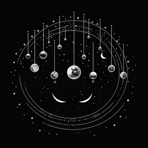 Mystical Moon Phases in Simple Vector Design