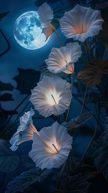 Photo mystical moonflowers opening