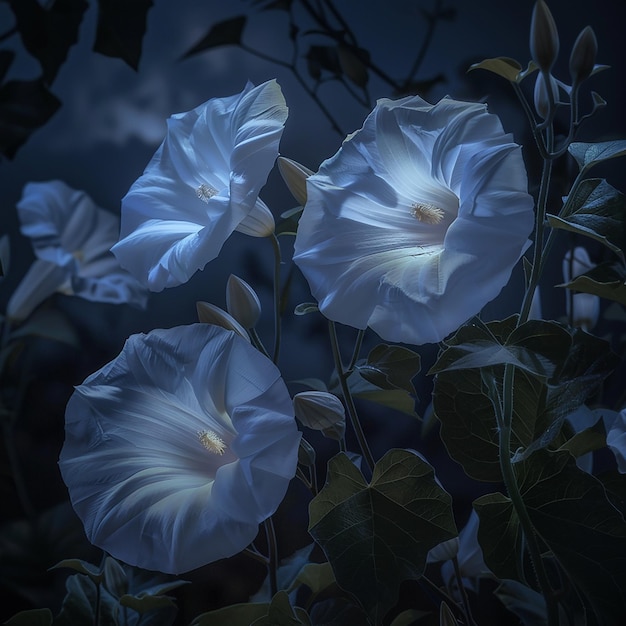 Photo mystical moonflowers opening