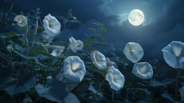 Photo mystical moonflowers opening