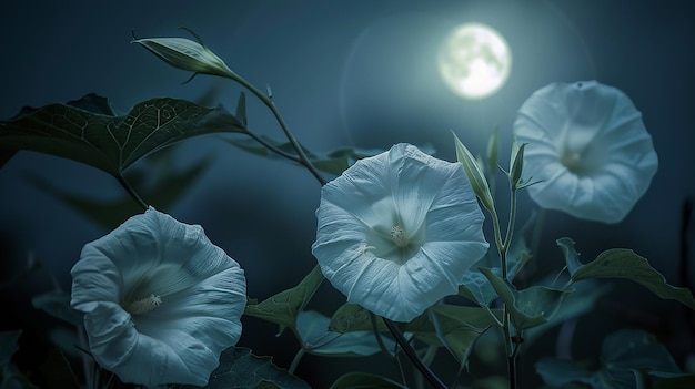 Photo mystical moonflowers opening