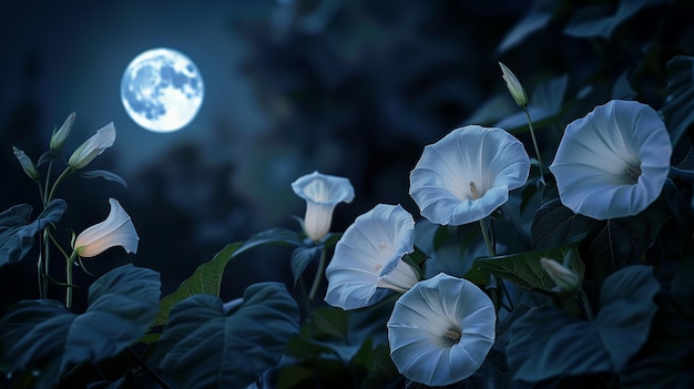 Photo mystical moonflowers opening