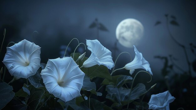 Photo mystical moonflowers opening