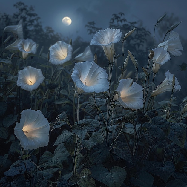 Photo mystical moonflowers opening