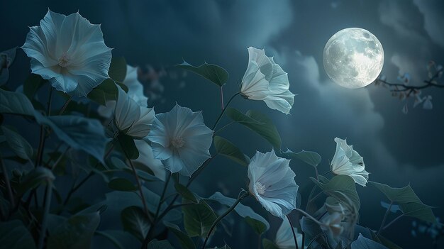 Photo mystical moonflowers opening