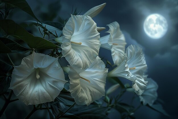 Photo mystical moonflowers opening