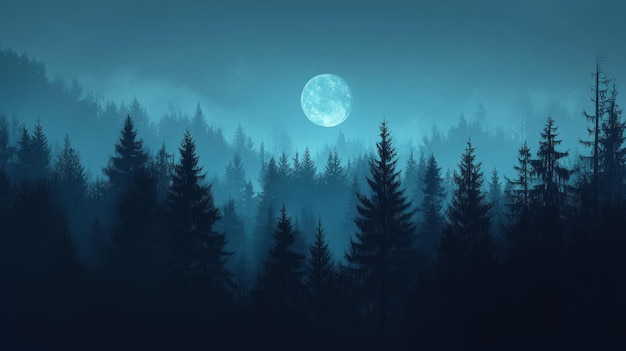 Photo mystical moonlight forest