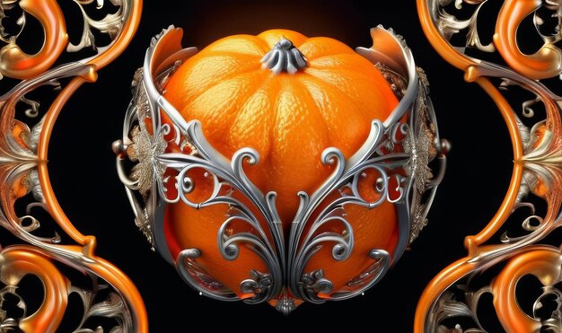 Photo mystical orange ultra detailed hyperrealism epic baroque opulent majestic